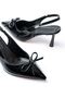 Inf-4500 Black Patent Leather Daily Open Back Bow Heeled Shoes - 5