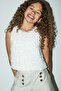 Girls' 8-18 Years Old Three-Dimensional Flower Embroidered Blouse 6038 White