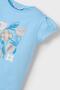 Girl's 2-10 Years Old Patterned Short Sleeve T-Shirt 3015 Blue - 4
