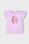 Girl's 2-10 Years Old Patterned Short Sleeve T-Shirt 3015 Pink