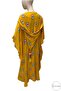 Women's Blue Eye Patterned Long Loose Cut Hooded Kaftan Dark Yellow Dress - 4