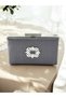 Anthracite Gray Platinum Color Non-Marking Glitter Satin Crystal Stone Women's Evening Dress Bag - 2