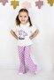 Girl's Heart Printed Tights Top with Printed Bow Detail Bottom Top Set - 5