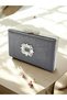 Anthracite Gray Platinum Color Non-Marking Glitter Satin Crystal Stone Women's Evening Dress Bag