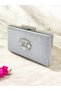 Silver Gray Color Non-Marking Glittery Satin Crystal Stone Women's Evening Dress Bag