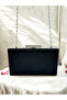 Black Color Non-Marking Striped Satin Crystal Stone Women's Evening Dress Bag - 3
