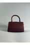 Women's Mini Crisscross Straps Buckle Closure Hand and Shoulder Bag Burgundy - 5