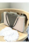 Skin Nude Stone Handle Silvery Satin Platinum Crystal Stone Decorated Women's Evening Dress Bag - 3