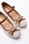 6321 Beige Linen Daily Helmet Ballerinas with Buckle - 5