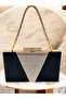 Black Stone Handle Glittered Satin Rosegold Crystal Stone Decorated Women's Evening Dress Bag - 2