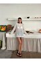Openwork Pattern Boat Neck Slit Detail 100% Cotton Women's Knitwear Tunic-Blouse - 4