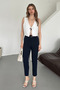 Women's Lia High Waist Pencil Carrot Model Skinny Leg Crepe Fabric Trousers - 6