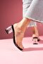 Rosella Black Transparent Belt and Transparent Heeled Slippers - 2