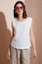 Regular Fit Round Neck Oval Cut Linen Top Top 6251714