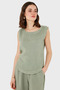 Regular Fit Round Neck Oval Cut Linen Top Top 6251544 - 6
