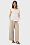 Regular Fit Round Neck Oval Cut Linen Top Top 6251714 - 3