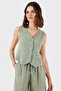 Striped Regular Fit V-Neck Linen Vest Vest 6333544 - 5