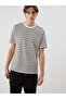 Xside Black Crew Neck Striped Men's T-Shirt