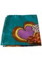 Square Cut Heart Patterned Satin Green Scarf - 90X90 - 3