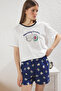 Kadın Beyaz %100 Pamuklu Avokado Desenli Şortlu Örme Pijama Takımı THMSS25PT00294 - 4