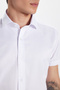 Slim Fit Short Sleeve Plain Cotton Tie Collar Men's White Shirt - 4