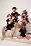Siyah Unisex Çocuk %100 Pamuk Ayıcık Desenli Family/Aile-Kız Örme Pijama Takımı TKDSS25PT00016