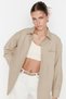 Gray Single Pocket Boyfriend Wide Fit Cotton Woven Shirt Twoaw20Go0115
