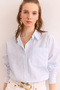 Women's Patterned Blue Single Pocket Regular Fit Cotton Shirt Gml- 19001307