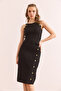 Women's Black Button Detailed Bottom Top Knitwear Set Tkm- 19000367 - 2