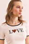 Women's White Love Embroidered Crop Stretchy Cotton Blouse Blz- 19002905 - 4
