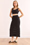Women's Black Top Blouse Bottom Skirt Cotton Set Tkm-19000369