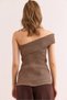 Women's Mink One Shoulder Detailed Ribbed Knitwear Blouse Blz- 19002897 - 2