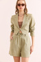 Women's Mint Green Pocket Lined Washed Linen Shorts Şrt- 19000056 - 2