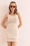 Women's Ecru Tight Braided Waist Detailed Mini Cotton Dress Elb- 19002361 - 5
