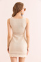 Women's Ecru Tight Braided Waist Detailed Mini Cotton Dress Elb- 19002361 - 7