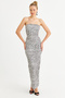 Women's Camel-Black Leopard Print Strapless Slit Midi Dress Xc005 - 2