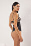 Siyah Tül Çiçekli Brodeli Kapsız Örme Body THMSS25BD00007 - 4