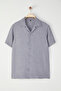 Gri Regular Fit Keten Görünümlü Salaş Dökümlü Gömlek TMNSS25GO00075 - 5