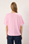 Pembe Pamuklu Taş Detaylı Relaxed/Geniş Rahat Kesim Bisiklet Yaka Örme T-Shirt TWOSS23TS00153 - 4