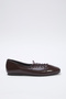 Brown Rope Lace Detailed Almond Toe Women's Ballerinas Takss25Be00014 - 5