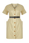 Beige Polyviscon Belted Mini Woven Plus Size Dress Tbbss25Ah00203 - 5