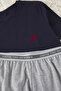 Navy Blue - Gray Melange Slim Fit Dowry Deer Embroidered Shorts Knitted Pajama Set Tmnss25Pt00070 - 3