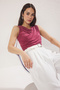 Burgundy More Sustainable Modal Content Drape Detailed Degaje Collar Knitted Blouse Twoss25Bz00428 - 2