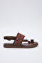 Brown Ethnic Patterned Toe-Post Women's Sandals TAKSS25SD00049 - 4