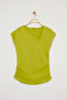 Oil Green Soft Fabric Asymmetric Collar 100% Cotton Knitted Plus Size Blouse Tbbss25Af00002 - 5