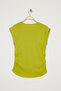 Oil Green Soft Fabric Asymmetric Collar 100% Cotton Knitted Plus Size Blouse Tbbss25Af00002 - 7