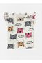 Girl's 100% Cotton White Colored Cats Patterned Short Sleeve Ruffled Shorts Summer Pajama Set - 5