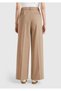 Women's Beige Stretch Fabric High Waist Wide Leg Pants - 3