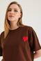 Crew Neck Short Sleeve Basic Tshirt Brown