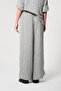 Gray Color Striped 100% Cotton Women's Loose Long Pants - 5